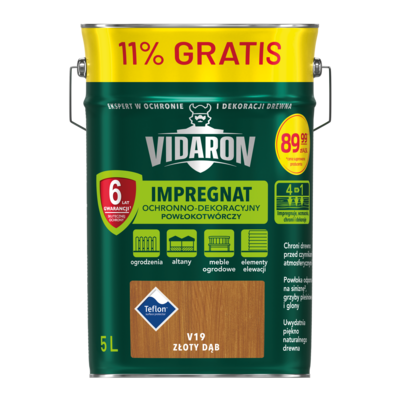 Impregnat Powłokotwórczy Ochronno-Dekoracyjny Złoty Dąb V19 5 l VIDARON