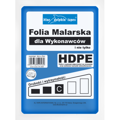 Folia malarska dla wykonawców C* 4 m x 5 m Blue Dolphin