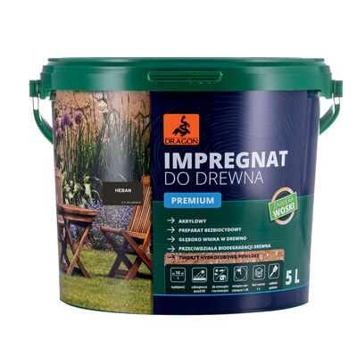 Impregnat akrylowy do drewna PREMIUM 5 l heban Dragon