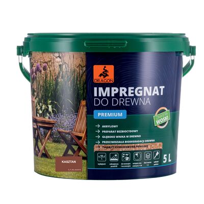 Impregnat akrylowy do drewna PREMIUM 5 l kasztan Dragon