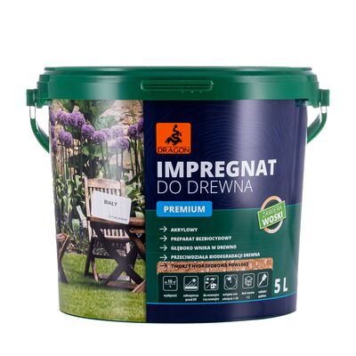 Impregnat akrylowy do drewna PREMIUM 5 l biały Dragon