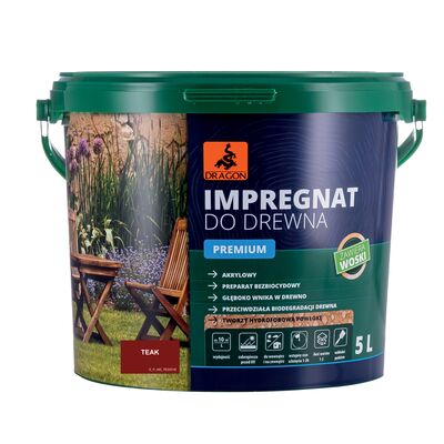 Impregnat akrylowy do drewna PREMIUM 5 l teak Dragon