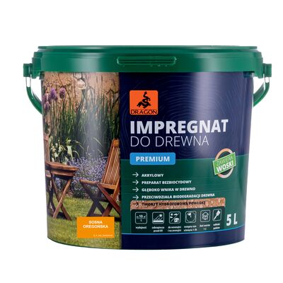 Impregnat akrylowy do drewna PREMIUM 5 l sosna oregońska Dragon