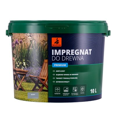 Impregnat akrylowy do drewna PREMIUM 10 l szary Dragon