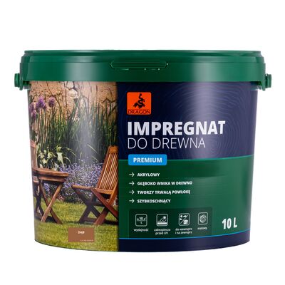 Impregnat akrylowy do drewna PREMIUM 10 l dąb Dragon