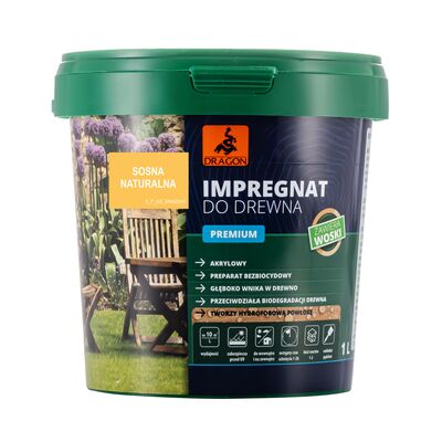 Impregnat akrylowy do drewna PREMIUM 1 l sosna naturalna Dragon