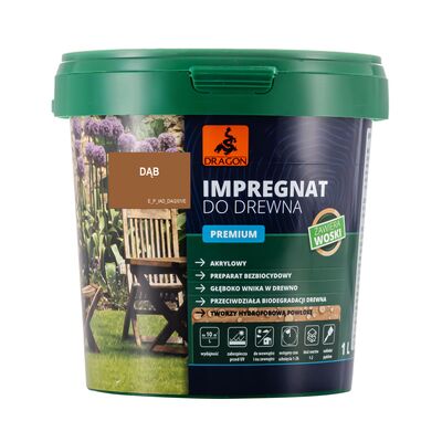 Impregnat akrylowy do drewna PREMIUM 1 l dąb Dragon