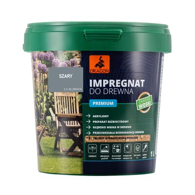Impregnat akrylowy do drewna PREMIUM 1 l szary Dragon