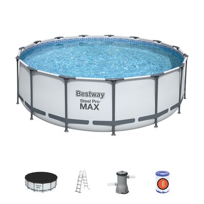 Basen stelażowy Ø457 x 122 cm z pompą, drabinką i pokrywą Bestway