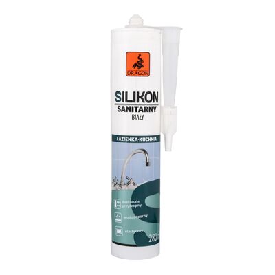 Silikon sanitarny 280 ml biały kartusz Dragon