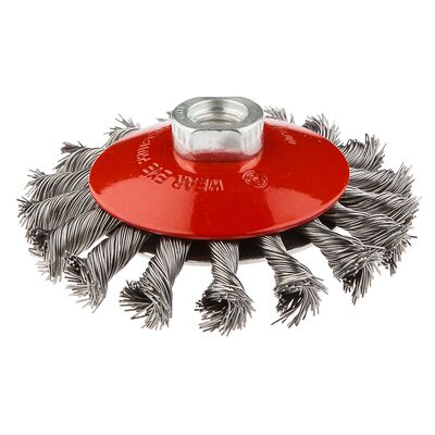 Szczotka druciana tarczowa odgięta 100 mm x M14, INOX GRAPHITE