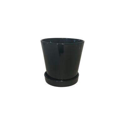 Doniczka Stożek z podstawką 10 cm ceramiczna grafit