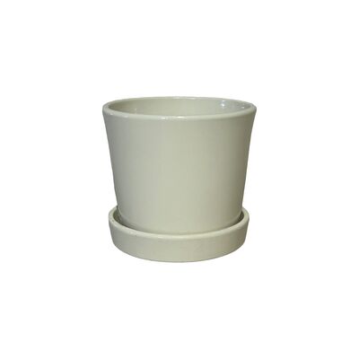 Doniczka Stożek z podstawką 22,5 cm ceramiczna kremowa