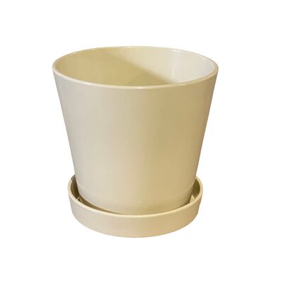 Doniczka Stożek z podstawką 10 cm ceramiczna kremowa