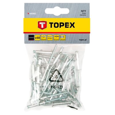 Nit aluminiowy 4.0 x 8 mm, 50 sztuk TOPEX
