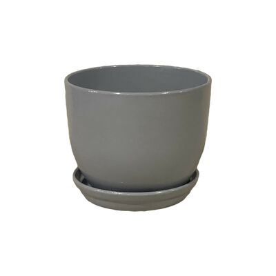 Doniczka Classic z podstawką 16,5 cm ceramiczna szara