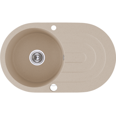 Zlewozmywak granitowy DAFNE 1 komora z ociekaczem 47 x 78 cm z syfonem beż