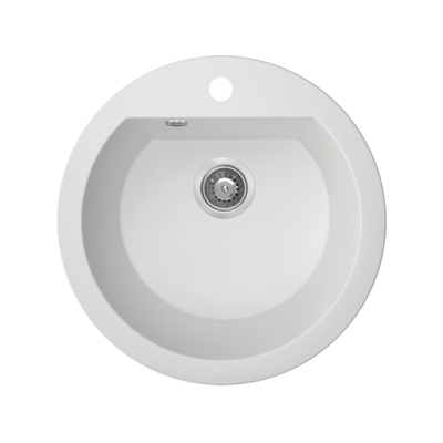 Zlewozmywak granitowy DAFNE 1 komora C-51 cm z syfonem biały