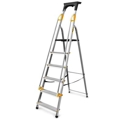 Drabina aluminiowa domowa z poręczami 6 stopniowa 150 kg DRABEST