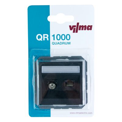 Gniazdo antenowo-komputerowe QUADRUM QR1035B czarne VILMA