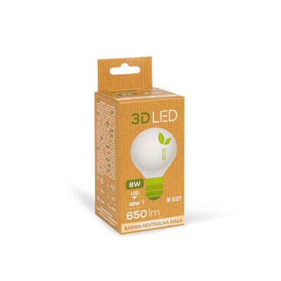 Żarówka ledowa 3LED kulka E-27 8 W barwa neutralna