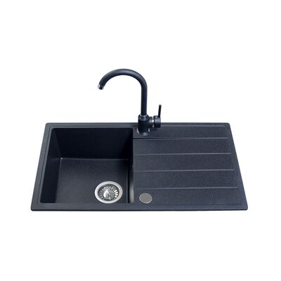 Zestaw zlewozmywak granitowy Metro 1 komora długi ociekacz graphite rock 76 x 44 x 19,5 Miló