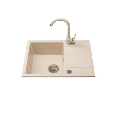 Zestaw zlewozmywak granitowy Metro 1 komora krótki ociekacz pure sand 62 x 44 x 19,5 Miló