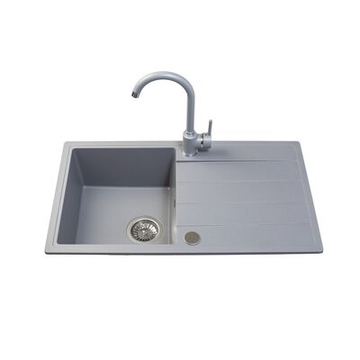 Zestaw zlewozmywak granitowy Metro 1 komora długi ociekacz dior gray 76 x 44 x 19,5 Miló
