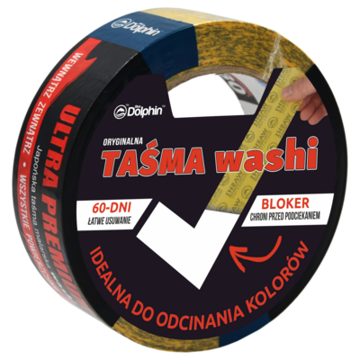 Taśma do odcinania kolorów WASHI 35 mm x 50 m Blue Dolphin
