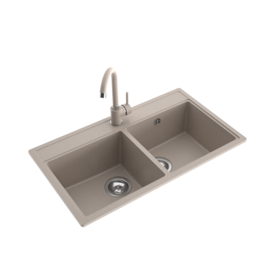 Zlewozmywak METRO P 2-komorowy bez ociekacza 76 x 44 bateria "U" pure sand