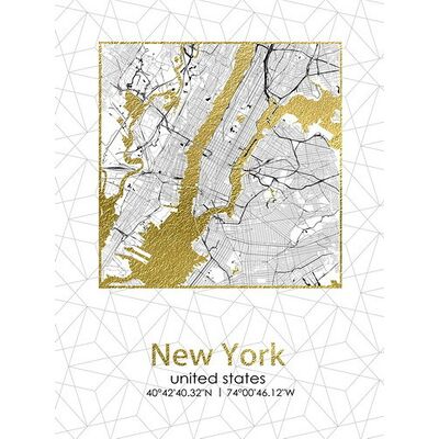 Obraz 45 x 60 x 1,8 cm PLAN MIASTA NEW JORK