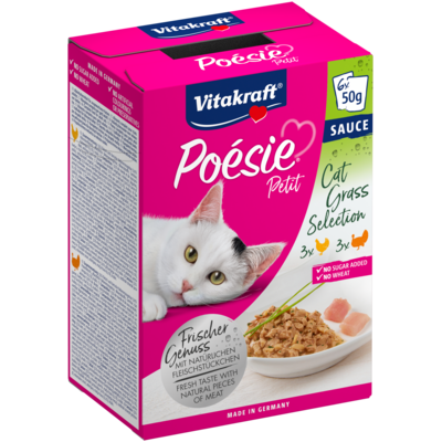 Karma dla kotów Poesie Petit z kocią trawą i inuliną 6x50 g Vitakraft