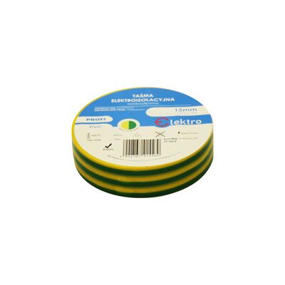 Taśma izolacyjna wodoodporna 0,13 mm x 15 mm x 10 m żółto-zielona ELEKTRO
