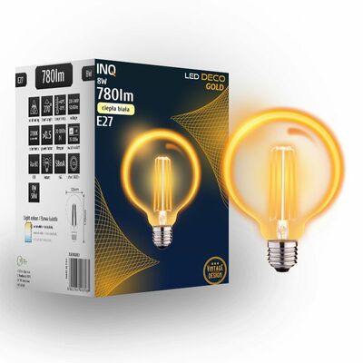 Żarówka LED Filament G125 glob E27 8W 780lm 2700K GOLD INQ