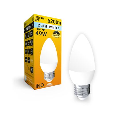 Żarówka B35 E27 LED 9 świeczka 620lm 6000K INQ