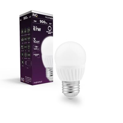 Żarówka G45 E27 LED 9 900lm 4000K ceramika INQ