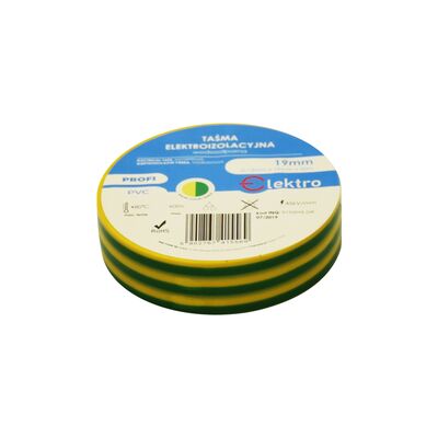 Taśma izolacyjna wodoodporna 0,13 mm x 19 mm x 20 m żółto-zielona ELEKTRO