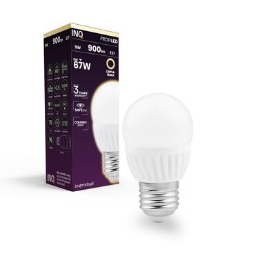 Żarówka G45 E27 LED 9 900lm 3000K ceramika INQ
