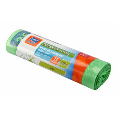 Worki do segregacji z taśmą 35L, 15 szt. zielone (szkło)