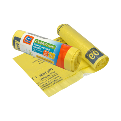 Worki do segregacji z taśmą 60L, 10 szt. żółte (plastik)