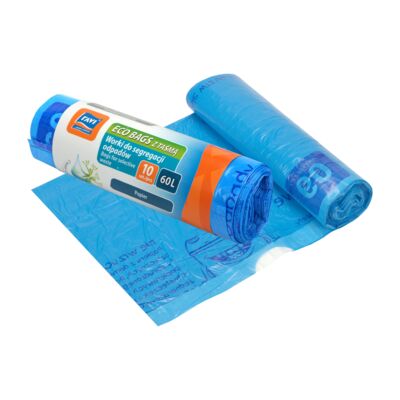 Worki do segregacji z taśmą 60L, 10 szt. niebieskie (papier)