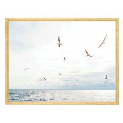 Nowoczesny plakat w drewnianej ramce wałek 30 x 40 - Birds by the sea