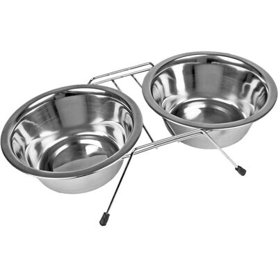 Miska metal na stojaku 2x0,95 l CHICO