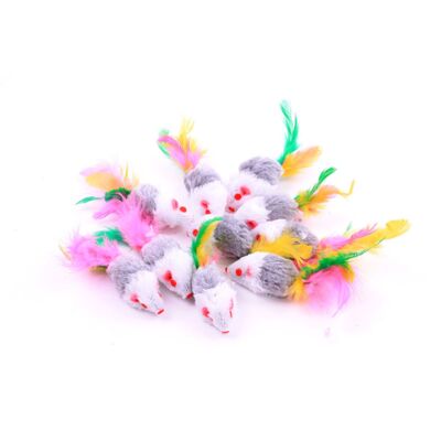 Zabawka dla kota myszki futrzane + piórka 5 cm 10 szt. CHICO