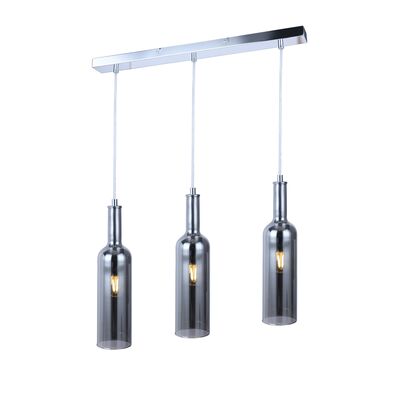 Lampa wisząca Bootle 3 płomienna chrom smokey E27