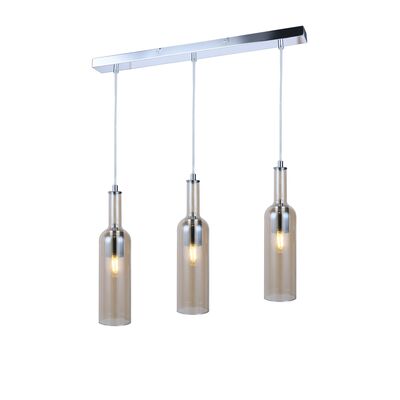 Lampa wisząca Bottle 3 płomienna chrom amber E27