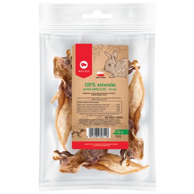 Przysmak suszony ucho królicze 10 szt Maced