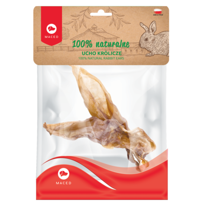 Przysmak suszony ucho królicze 2 sztuki 25 g Maced