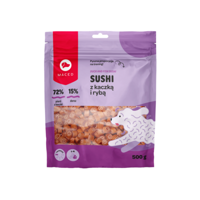 Karma uzupełniająca dla psów sushi kaczka ryba 500 g Maced