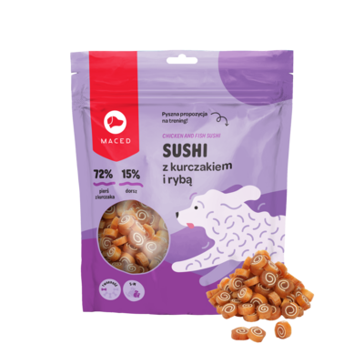 Karma uzupełniająca dla psów sushi kurczak z rybą 500 g Maced